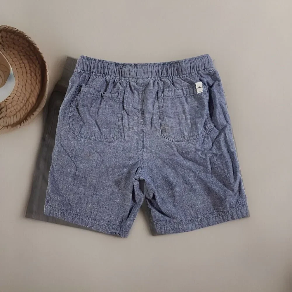 Boys‎ Tommy Bahama Light Blue Cotton Pull Up Shorts Size 7-8 (READ)
